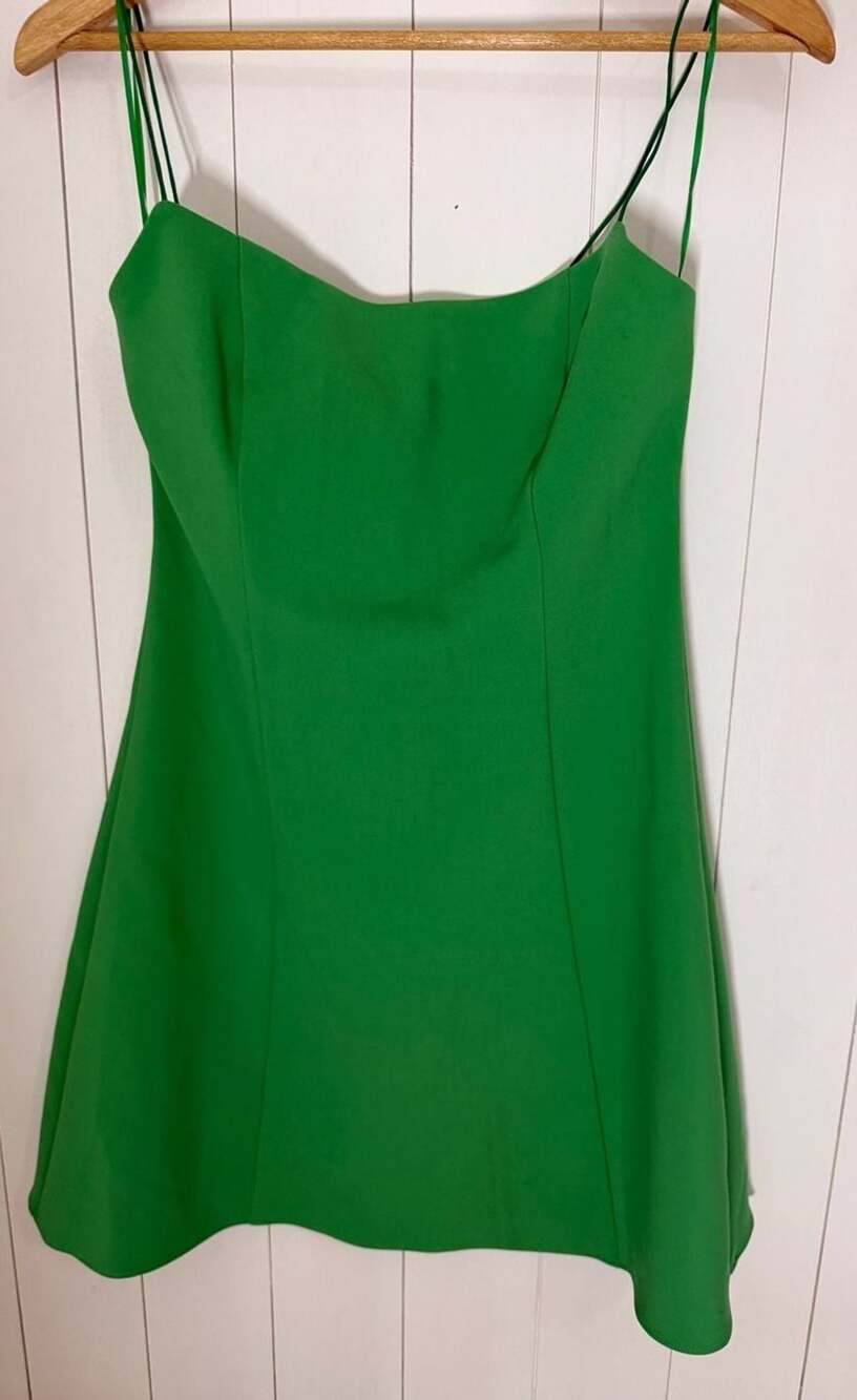 Likely Mini Dress Size 6 Green Spaghetti Strap Sweetheart A-Line